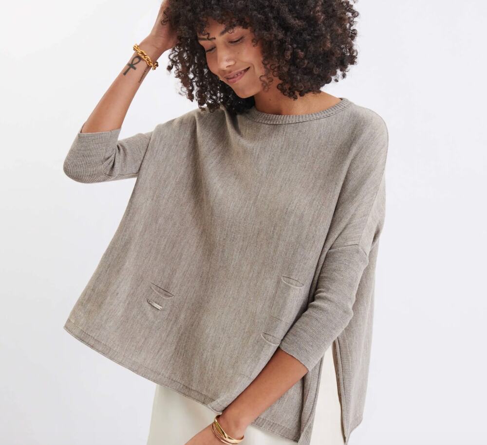 MERSEA Catalina Traveler Pullover Sweater Women's One Size Taupe Crewneck